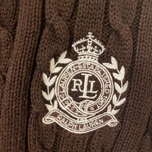 Ralph Lauren zip up woman’s fisherman sweater Brown sz small L-RL Lauren active